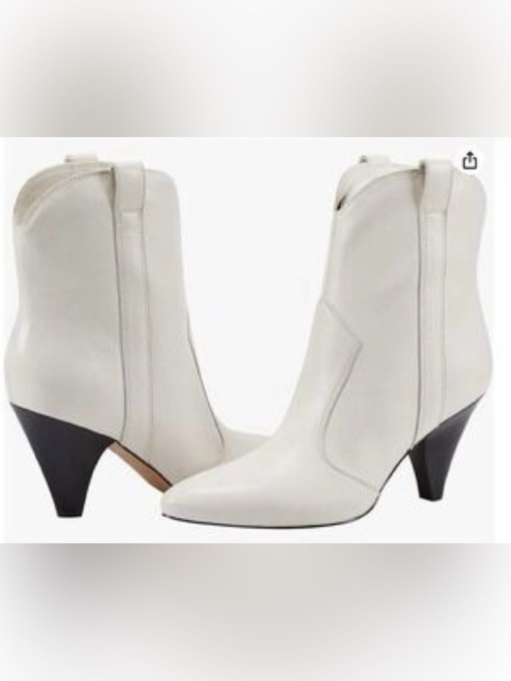 Marc Fisher LTD Carissa Ivory Leather Western Ankle Boots Women’s 6M NWOB